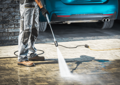 stone driveway pressure washing